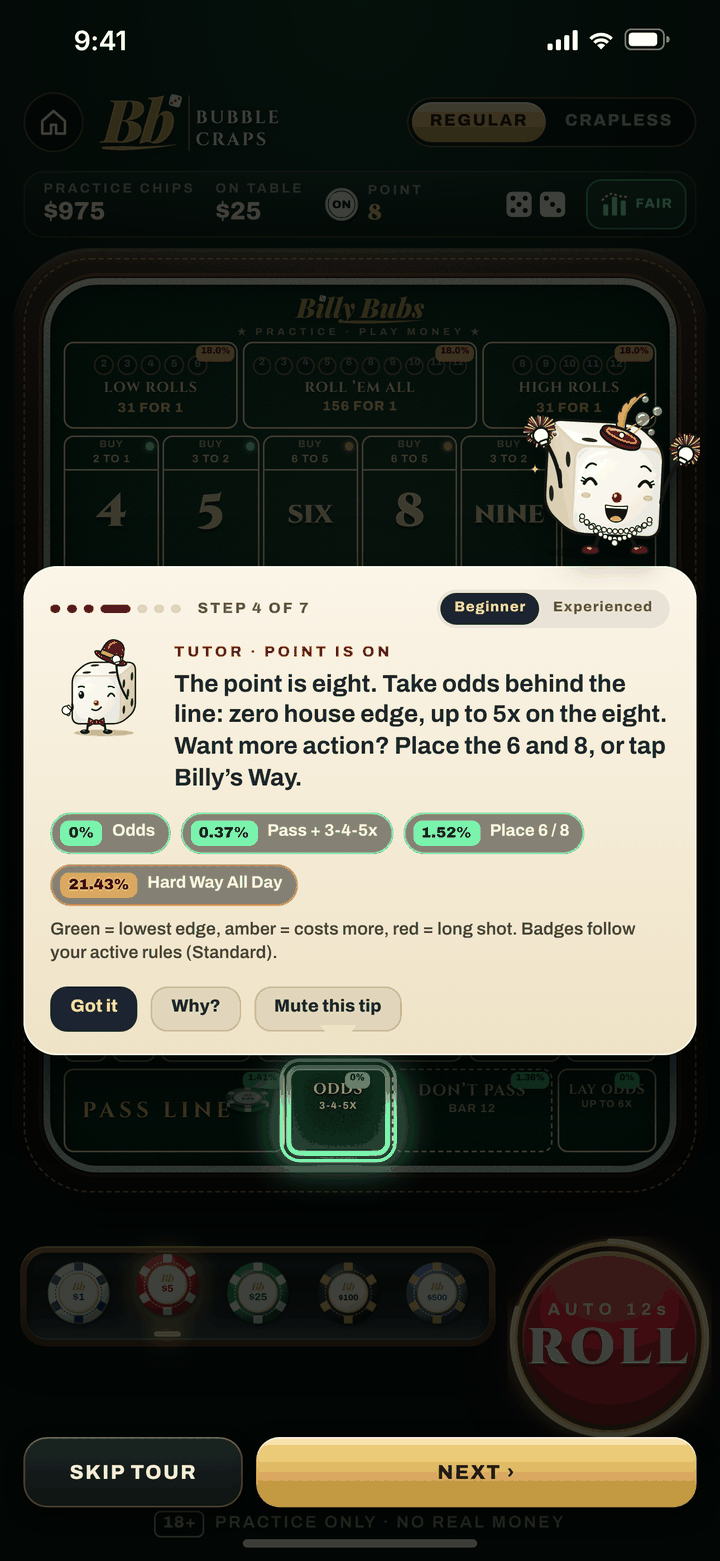 Tutor overlay: Billy explains the bet while Billie cheers in the corner